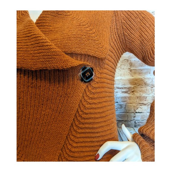 Elisabetta Collection Asymmetric Cardigan Sweater Wms Sz M Italy Wool Blend - Picture 9 of 11